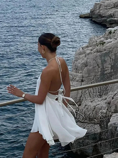Off Shoulder Dress Elegant Sleeveless Hollow Out Backless