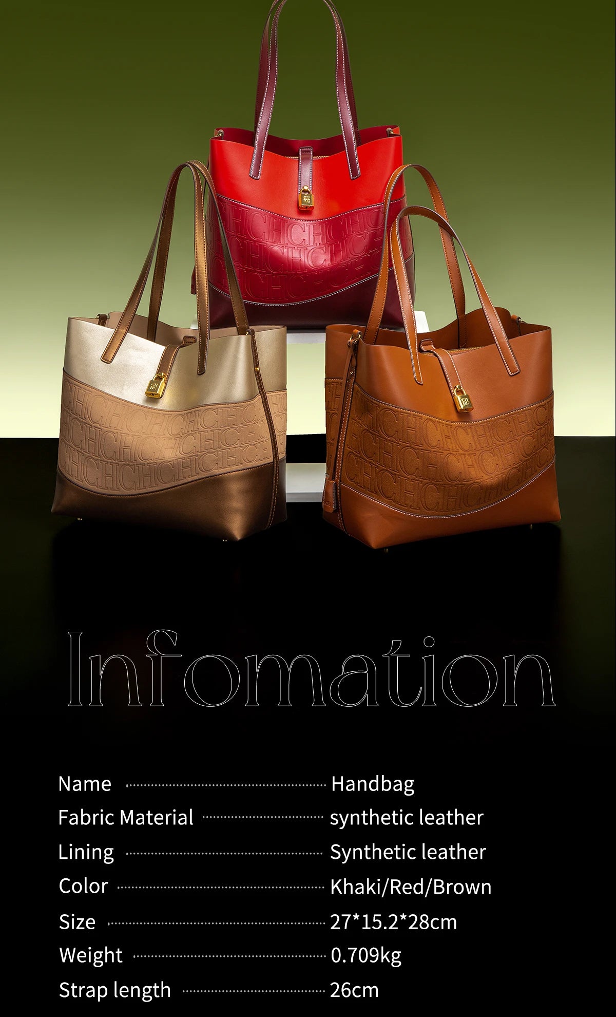 CHCH Women's Large Capacity Tote Bag Spring New Splicing Design Bag