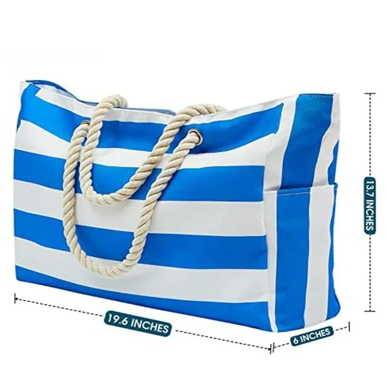 Large Waterproof Beach Tote Bag with Zipper Shoulder Bags Waterproof Sandproof Swim Pool Bag Large Tote