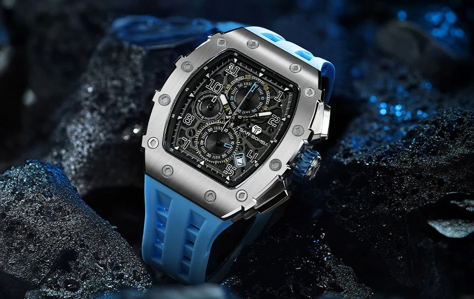 Luxury Brand Tonneau Design Waterproof Clock Stainless Steel Wristwatch Rectangle