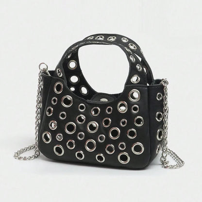 Women PU Casual Tote Bag Large Capacity Slouchy Handbag Chain Strap Stylish Crossbody Bag Hasp Closure Daily Carrying Bag