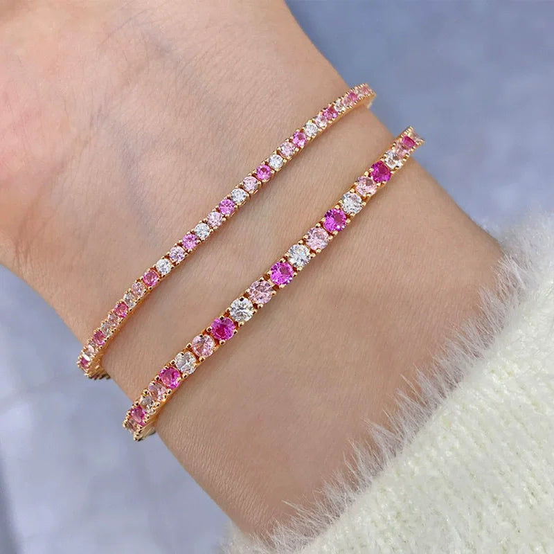 WUIHA 100% 925 Sterling Silver Lab Sapphire High Carbon Diamonds Gemstone Tennis Chain Bracelet Bangle Fine Jewelry Wholesale