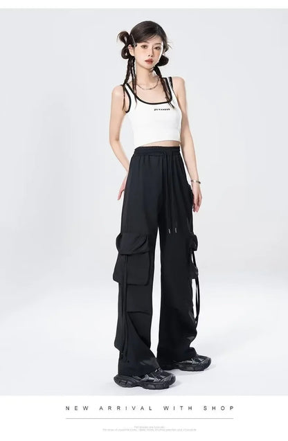 High-Waisted Cargo Pants Sweatpants Umbrella Design For Women