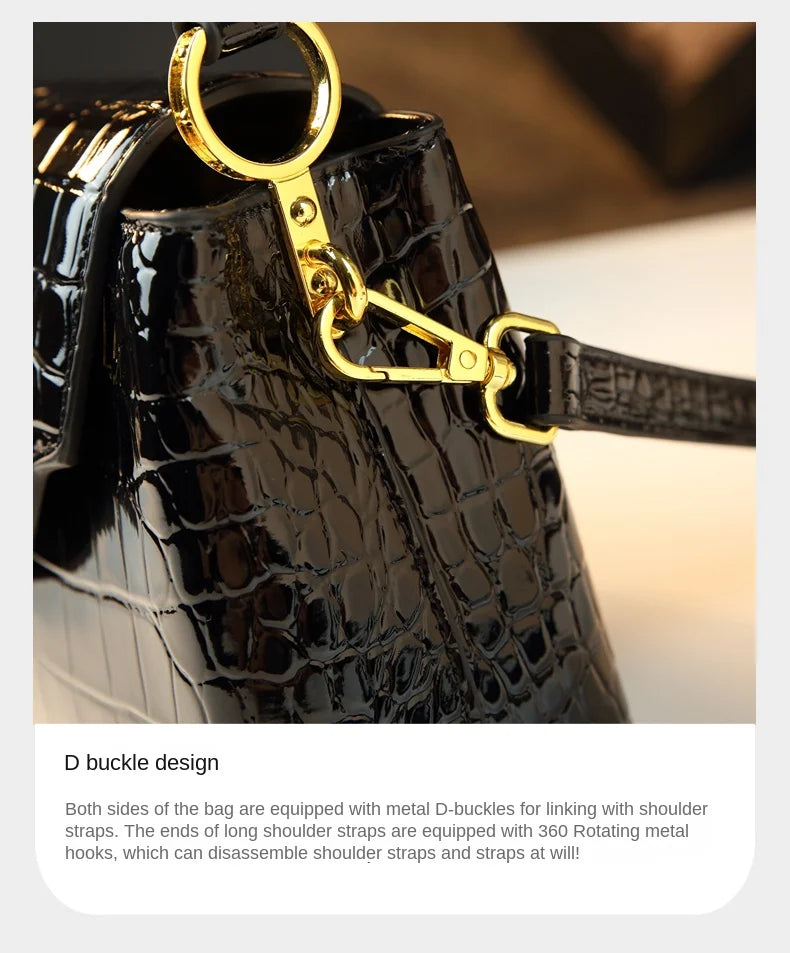 Crocodile Pattern Leather Handbag Luxury Fashion Small Shoulder Messenger Bag Portable Crossbody Shell Bags