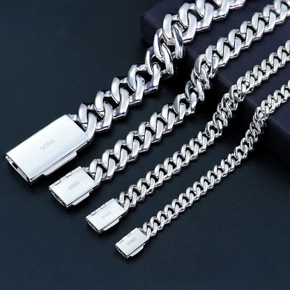 KNOBSPIN GRA Certified D VVS1 Moissanite Cuban Bracelet 8mm/10mm/12mm/14mm s925 Sterling Sliver Cuban Bracelets for Women Man