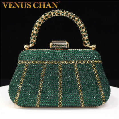 Exquisite Evening Bag With Diamond Design Fashion Handle Clutch Rhinestone Embellished Long Chain Bag