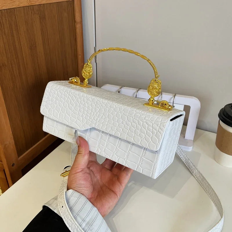 Black Crocodile Pattern Crossbody Bag Fashion Box Lipstick Pouch Designer Pu Leather