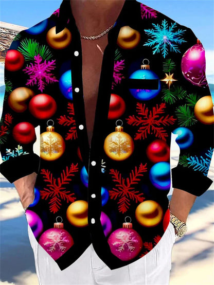 Flower pattern casual shirt men's long sleeved design oversized