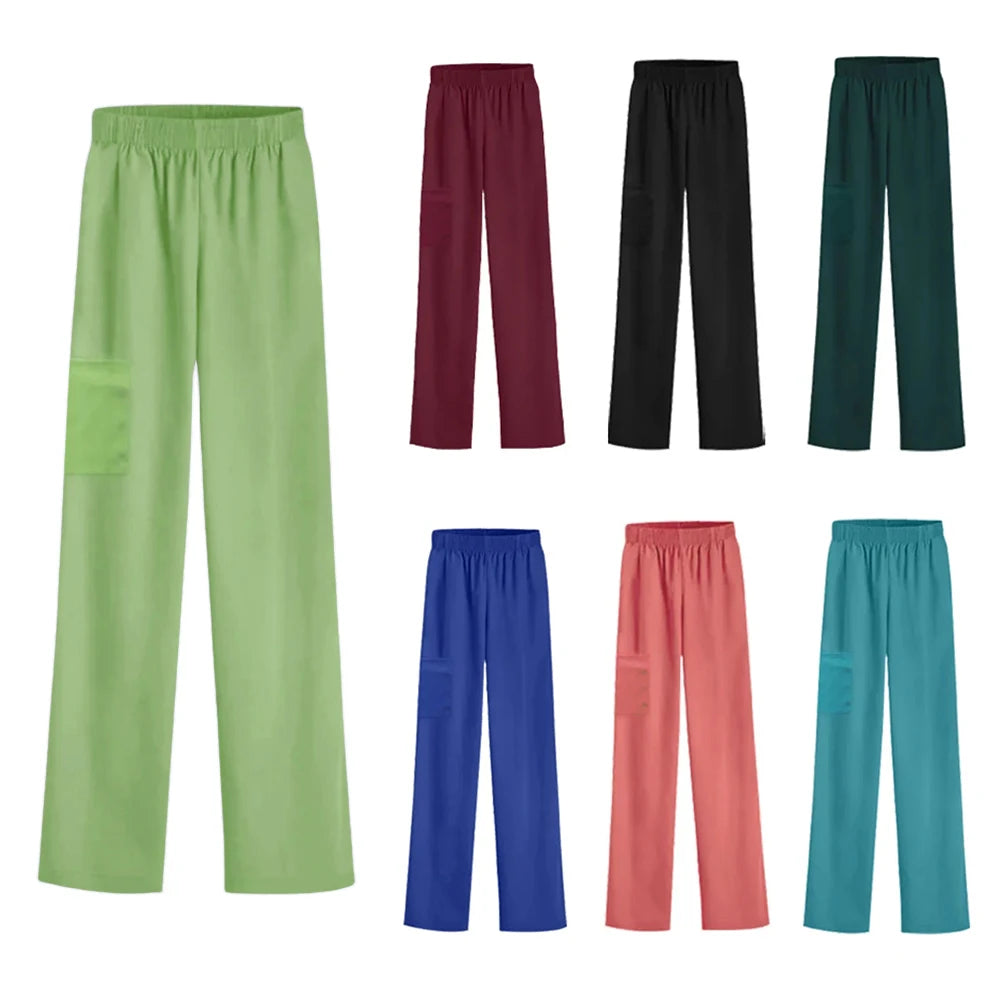 Solid Color Soft Medical Uniform Bottoms Men's and Women's Medical Workwear Pants Nurse Accessories Scrub Bottoms