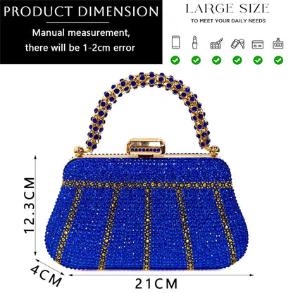 Exquisite Evening Bag With Diamond Design Fashion Handle Clutch Rhinestone Embellished Long Chain Bag
