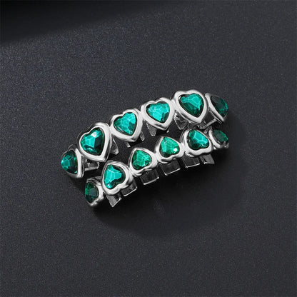 Red Crystal Heart Tooth Caps For Women Men Jewelry Hip Hop Silver Color Green Zircon Teeth Grillz Dental Grills Gold Green Gold Red Top Gold Green Bottom Gold Green-Gold Red Top-Gold Green Bottom-Gold Red-Gold Green Top-Silver Green Top-Silver Green-Silver Green Bottom-Silver Red-Gold Red Bottom-Silver Red Bottom-Silver Red Top-
