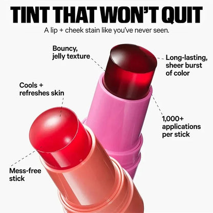 3-in-1 Cheek Lip Tinted Moistured Blush Stick Eyes Cheek Lip Brighten Cream Water Jelly Tint Stick Matte Contour Makeup