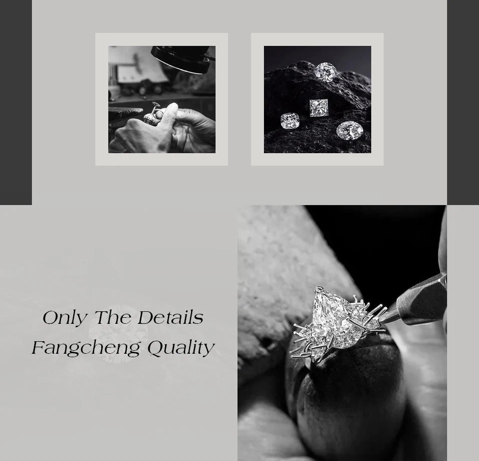 ATTAGEMS 925 Sterling Silver Luxury Women Ring Flowers DVVS1 Moissanite Pear-cut Classical Band Engagement Wedding Fine Jewelry