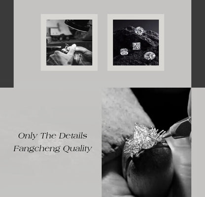 ATTAGEMS 925 Sterling Silver Luxury Women Ring Flowers DVVS1 Moissanite Pear-cut Classical Band Engagement Wedding Fine Jewelry