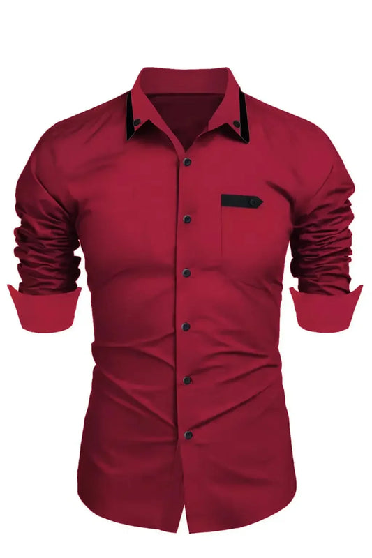 Men's Casual Solid Color Long Sleeve Shirt Soft and Comfortable
