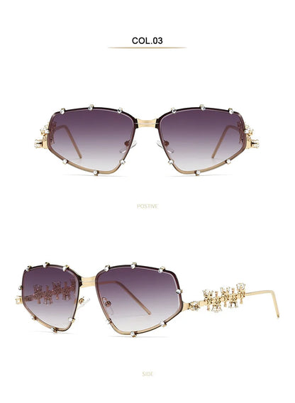 Designer Dimaond Street Sunglasses Women Crystal Irregular