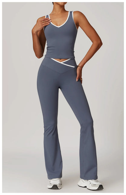 Yoga Set 2 Pieces Workout Outfits Fitness Sportswear Gym Tracksuit High Waist Leggings Sports Bra Athletic Wear Women Clothes