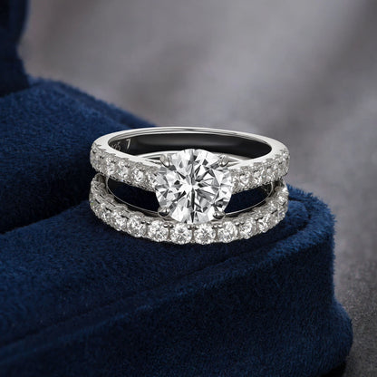Newshe Certified 2Ct Moissanite Wedding Ring Set for Women 925 Sterling Sliver Brilliant Round Cut Luxury Engagement Rings