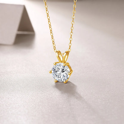 Women's Neck Chain 100% Real 14k Gold Moissanite Diamond Pendant Necklaces for Girl Wedding Engagement Valentines Gifts Jewelry
