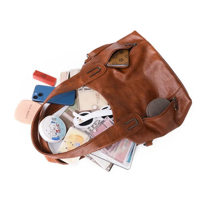 Solid Color Handbag Soft Leather Tote Bag Casual Big Shoulder Messenger Bags