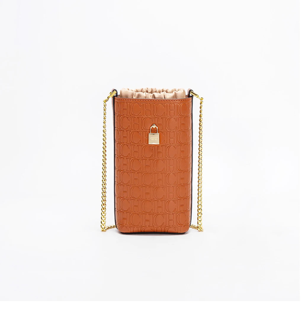 Phone Bag 2024 New Embossed Crossbody Bag High Quality Metal Chain Bag