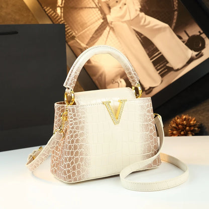 Crocodile Pattern Leather Handbag Luxury Fashion Small Shoulder Messenger Bag Portable Crossbody Shell Bags