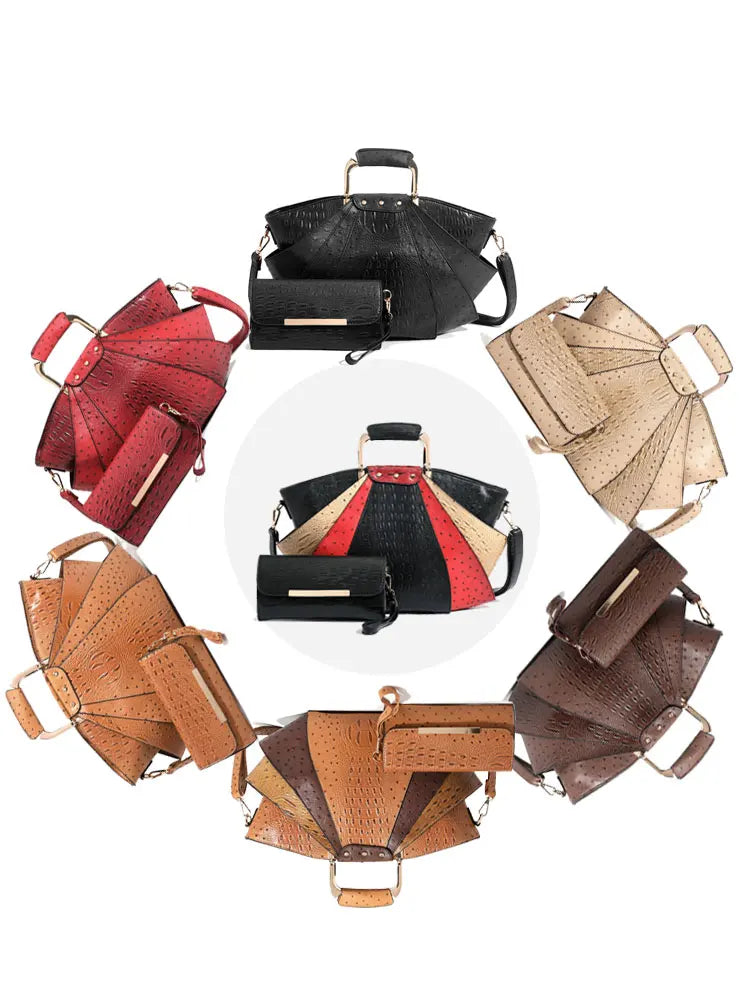 Large Capacity Leather Purse Metal Top Handle Handbags Crossbody Large Tote Bag