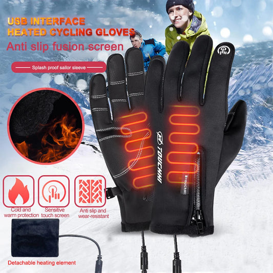 Heated Gloves Eletric Thermal Heat Gloves Skiing Snowboarding Hunting Fishing Waterproof Heated Rechargeable Gloves
