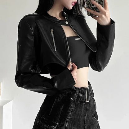 Rits Cyber Gothic Y 2K Crop Jacks Grunge Punk Stijl Faux
