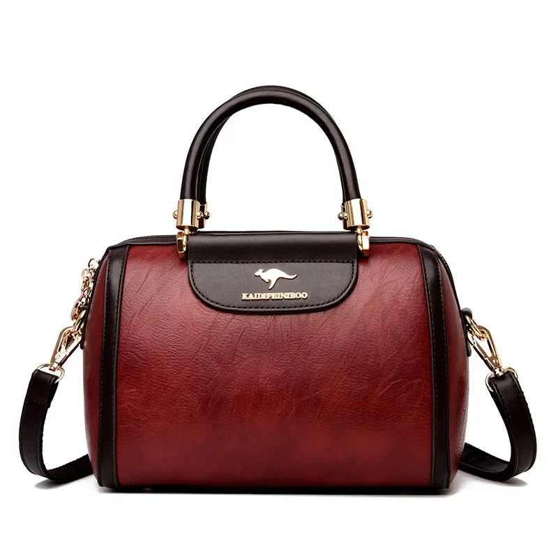 Super High Quality Leather Top Handle Purse Shell Bag Women Casual Crossbody