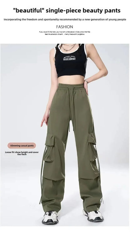 High-Waisted Cargo Pants Sweatpants Umbrella Design For Women