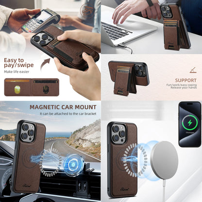 Luxury Leather Magnetic 2-in-1 Card Holder Wallet Phone Case Support Wireless Charging for iPhone 16Pro Max 15Plus 14 13 12