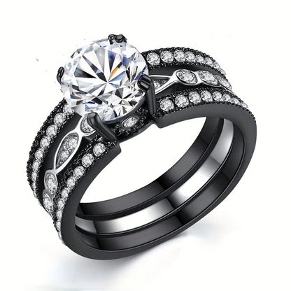 Fashionable Couple Ring, Inlaid with Cubic Zirconia for Men's and Women's Engagement Jewelry, Holiday Gift Giving Wedding