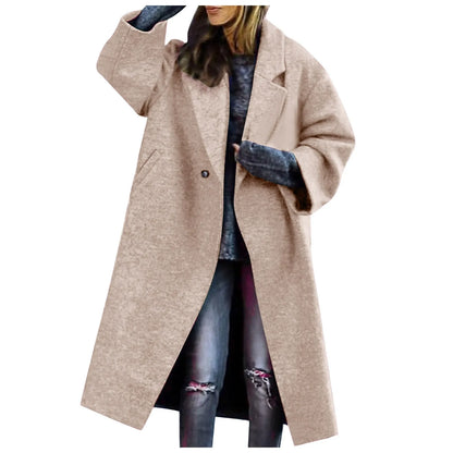 Women Cardigan Loose Women's Winter Double Breasted Midi Long Wool Coat Notch Lapel Womens Lightweight Cardigans with Pockets