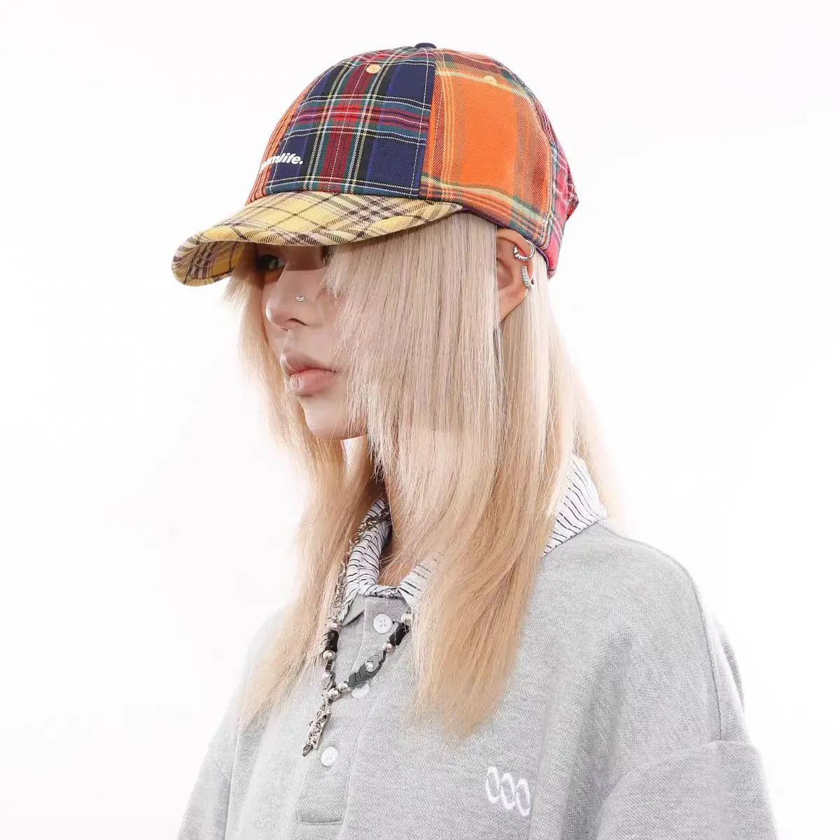 Women's Y2K Harajuku Grid Splice Casual Hat Street Fashion Sports 2000S Running Mountain Climbing Outdoor Cap Apparel 2026 New