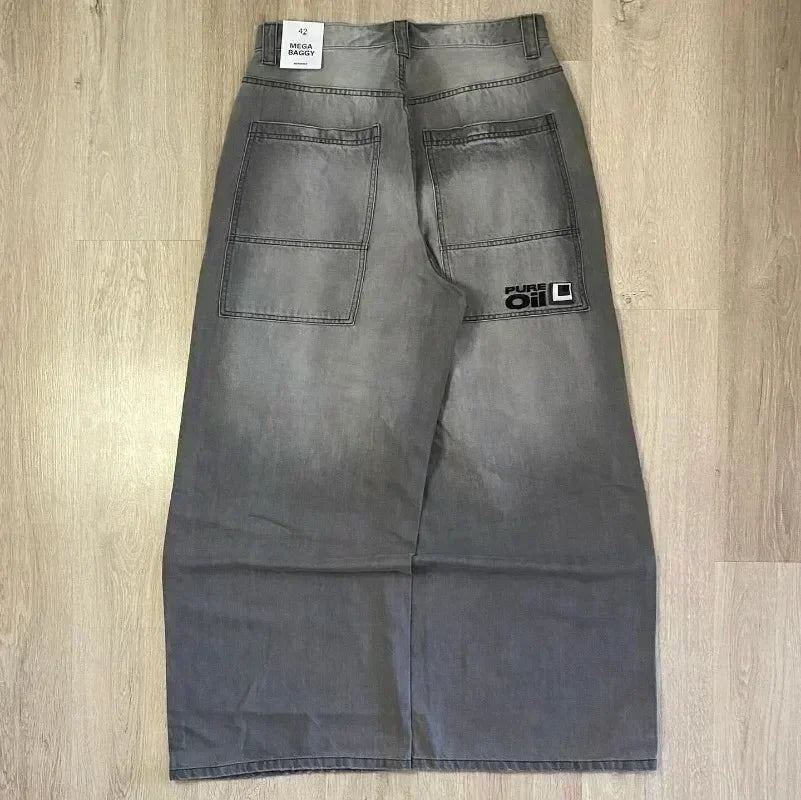 American Retro Cleanfit Fashion Print Baggy Jeans Women's Y2K Popular Casual Joker Gothic High Waist Wide-Leg pants Street Wear