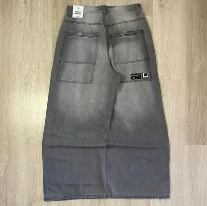 American Retro Cleanfit Fashion Print Baggy Jeans Women's Y2K Popular Casual Joker Gothic High Waist Wide-Leg pants Street Wear