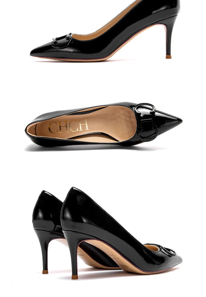 Solid Colour Classic Style New Women's Single Shoes Retro Simple Exquisite Women's High-heeled Shoes