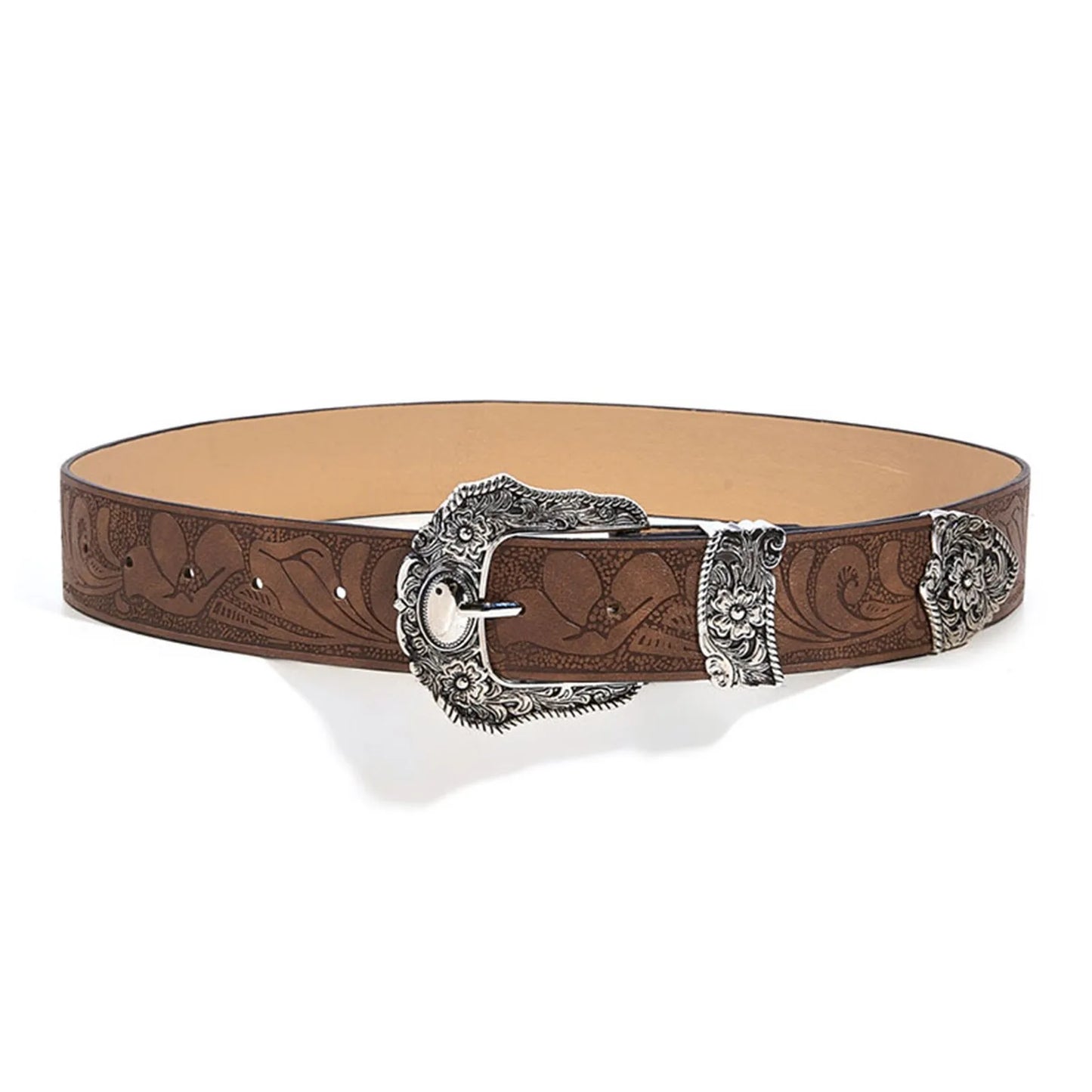 Western Belt Carved Men'S And Women'S Retro Belt Flower Leather