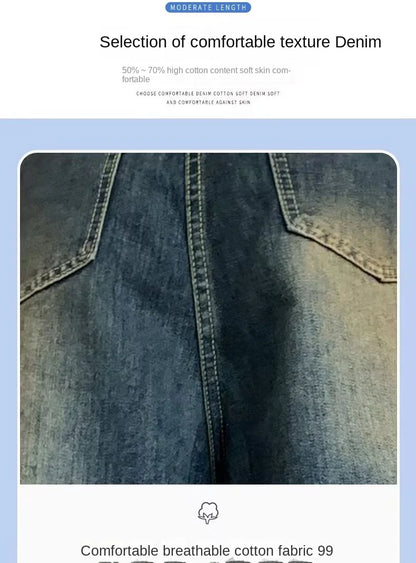 American Retro Old Seven-point Denim Shorts for Women Summer New High Waist Straight Wide-leg Casual Mid-leg Hot Pants Alo Skirt