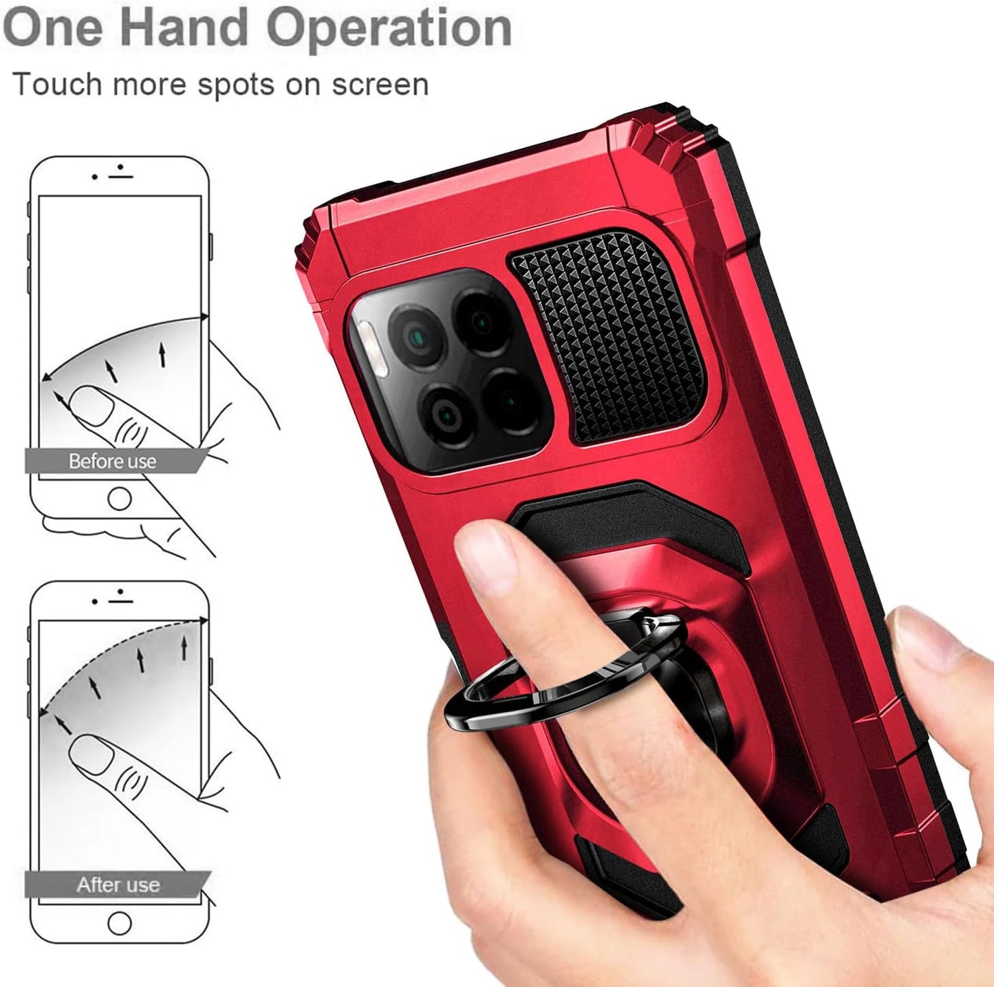 For T-mobile Revvl 7/Revvl 7 Pro 5G Magnetic Ring Holder Stand Shockproof Armor Case KickStand Phone Cover+Tempered Glass