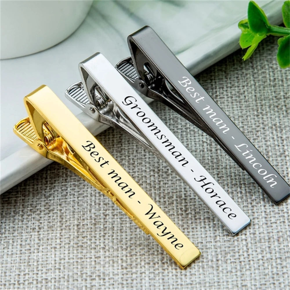 New Stainless Steel Tie Clip Bar Custom Name Tie Clips Christmas Jewelry DIY Engraved LOGO