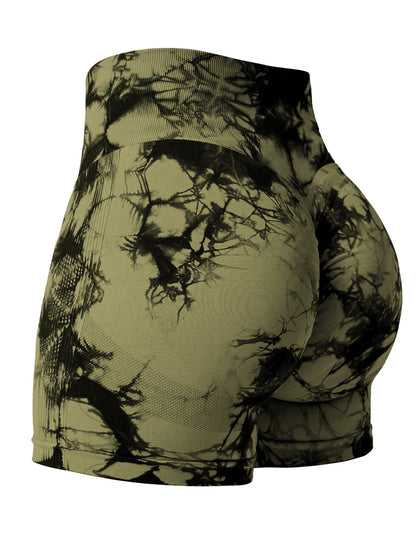 Tie Dye Shorts Woman Fitness Seamless Butt Lifting Shorts One Pieces Activewear Running Outdoors