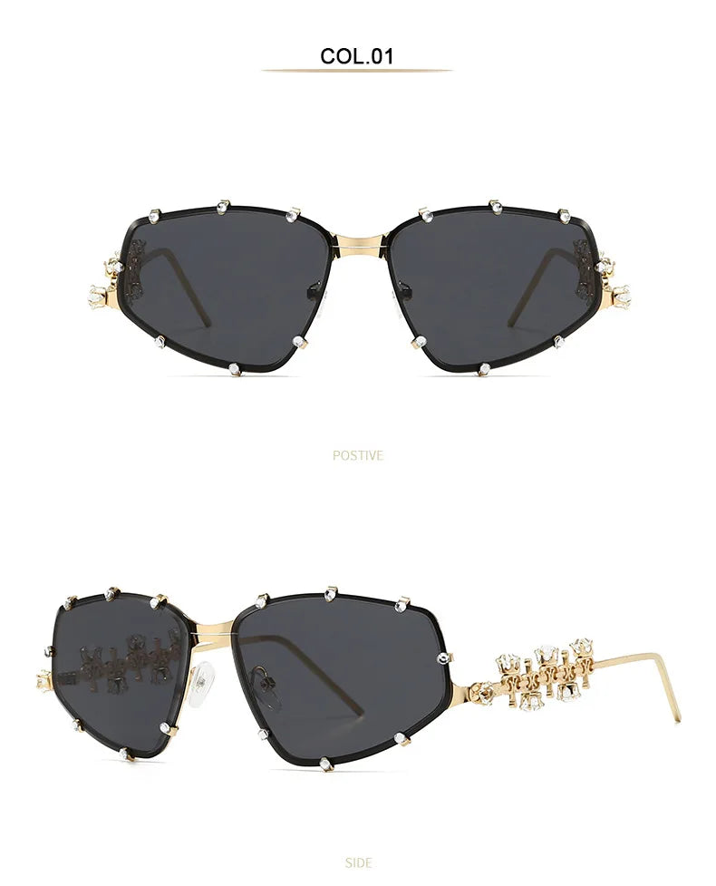 Designer Dimaond Street Sunglasses Women Crystal Irregular