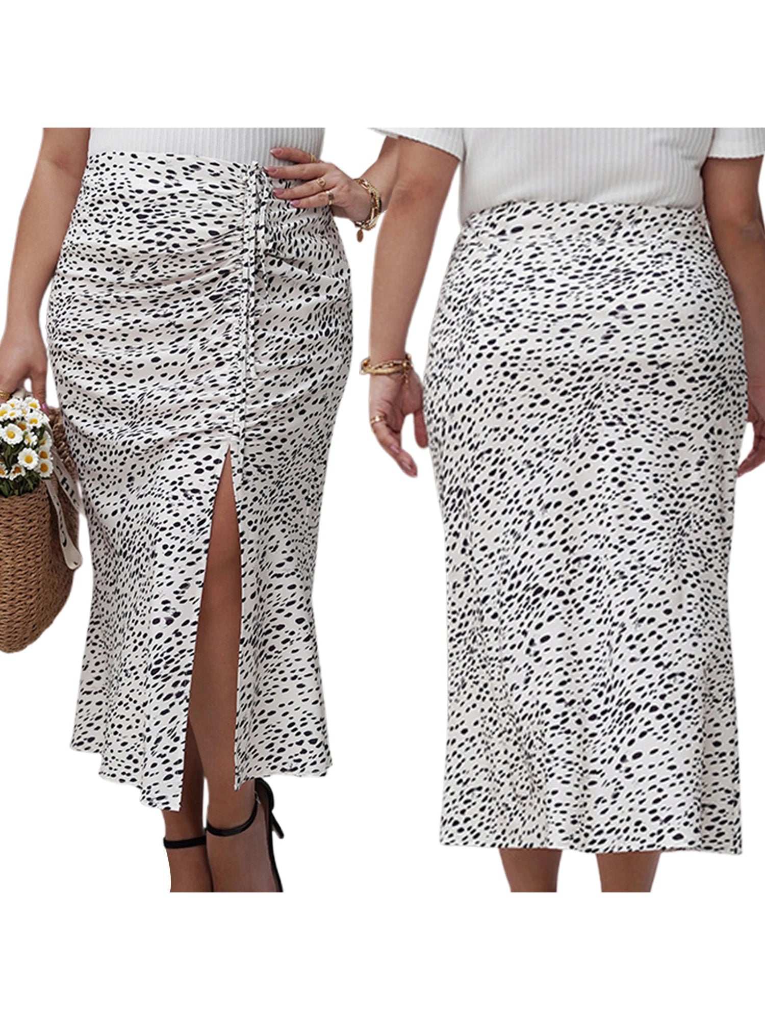 Women s Zebra Print Maxi Skirt with High Waist and Adjustable Drawstring A-Line Skirt