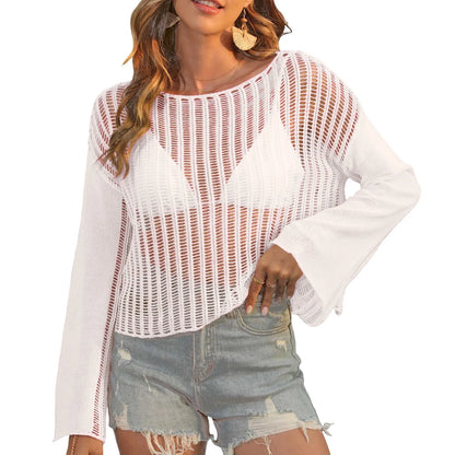 Womens Beach Blouse Lace Strap Long Cardigan Beach