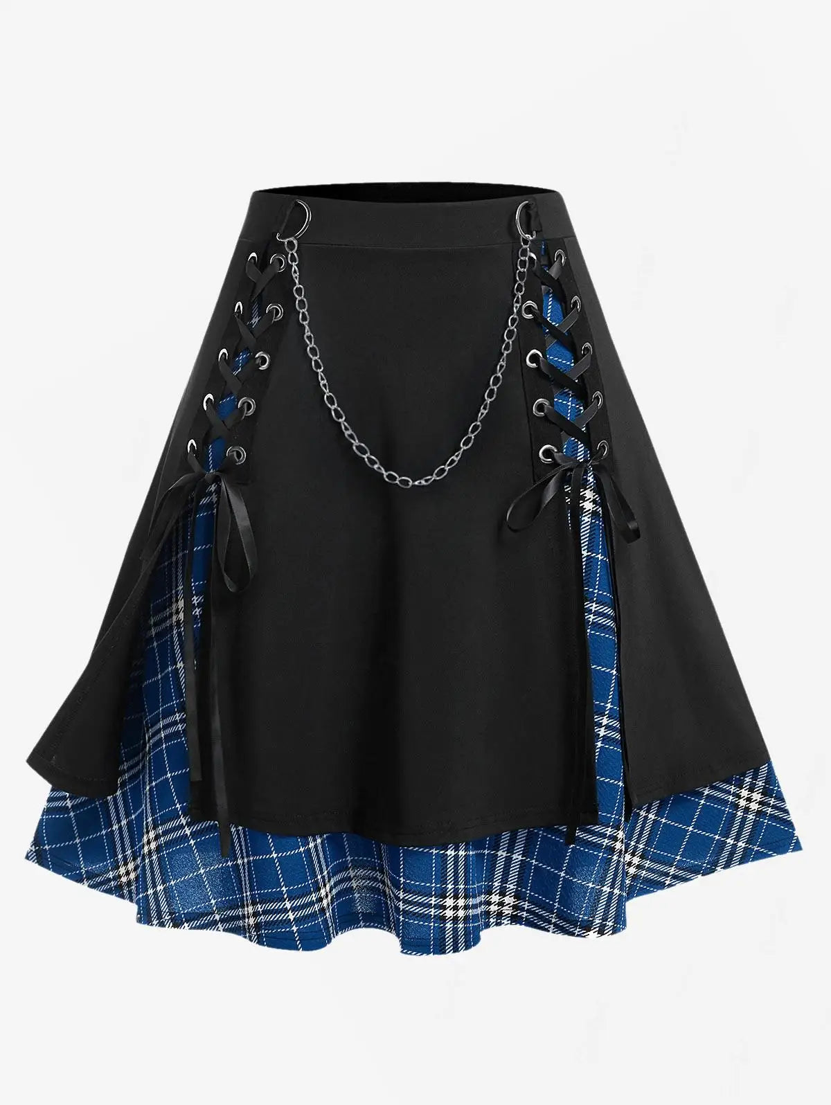 Plus Size Women's Gothic Skirt Casual Plain Chain Detail High Waisted