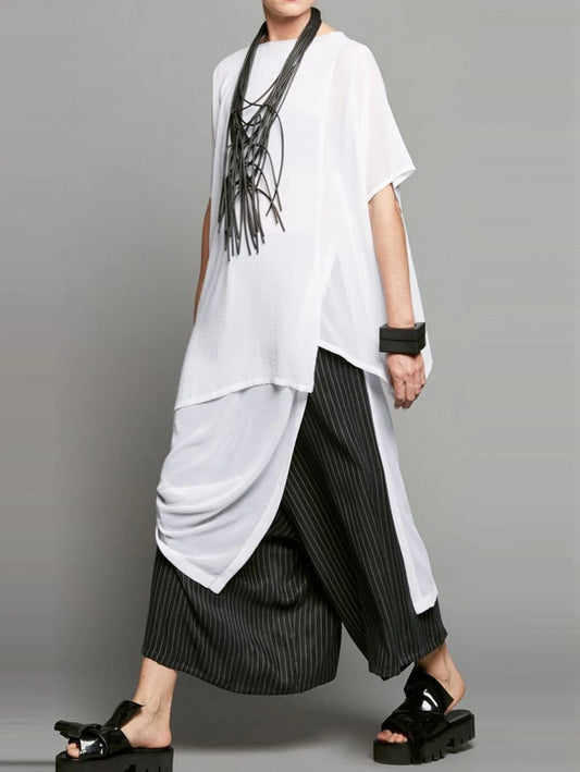 Women White Irregular Split Joint Big Size T-shirt Short Sleeve black / XXL / CHINA black / XL / CHINA black / 4XL / CHINA black / XXL / CHINA-black / XL / CHINA-black / 4XL / CHINA-black / XXXL / CHINA-WHITE / 4XL / CHINA-WHITE / XXXL / CHINA-black / L / CHINA-black / M / CHINA-WHITE / L / CHINA-WHITE / M / CHINA-WHITE / XXL / CHINA-WHITE / XL / CHINA-