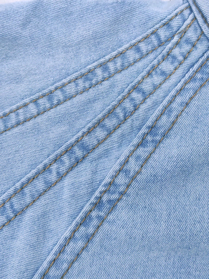 Women Denim Top Turtleneck Splice Puff Sleeve Shirts Loose Solid Pullovers Casual