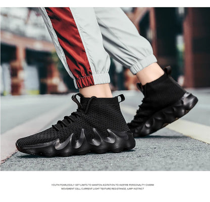 Mens High Top Fashion Sneakers Breathable Shoes Comfortable Sneakers Heighten Sports Shoes Men Lightweight